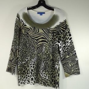 Linea Blu beaded leopard sweater XL